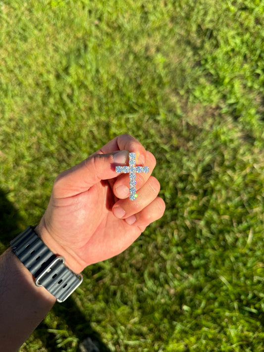 Moissanite Cross Pendant with hidden loop