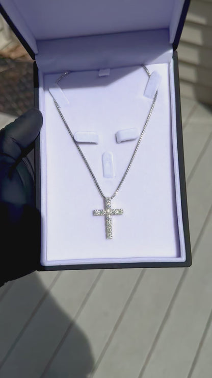 Moissanite Cross Pendant with hidden loop