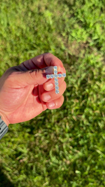 Moissanite Cross Pendant with hidden loop